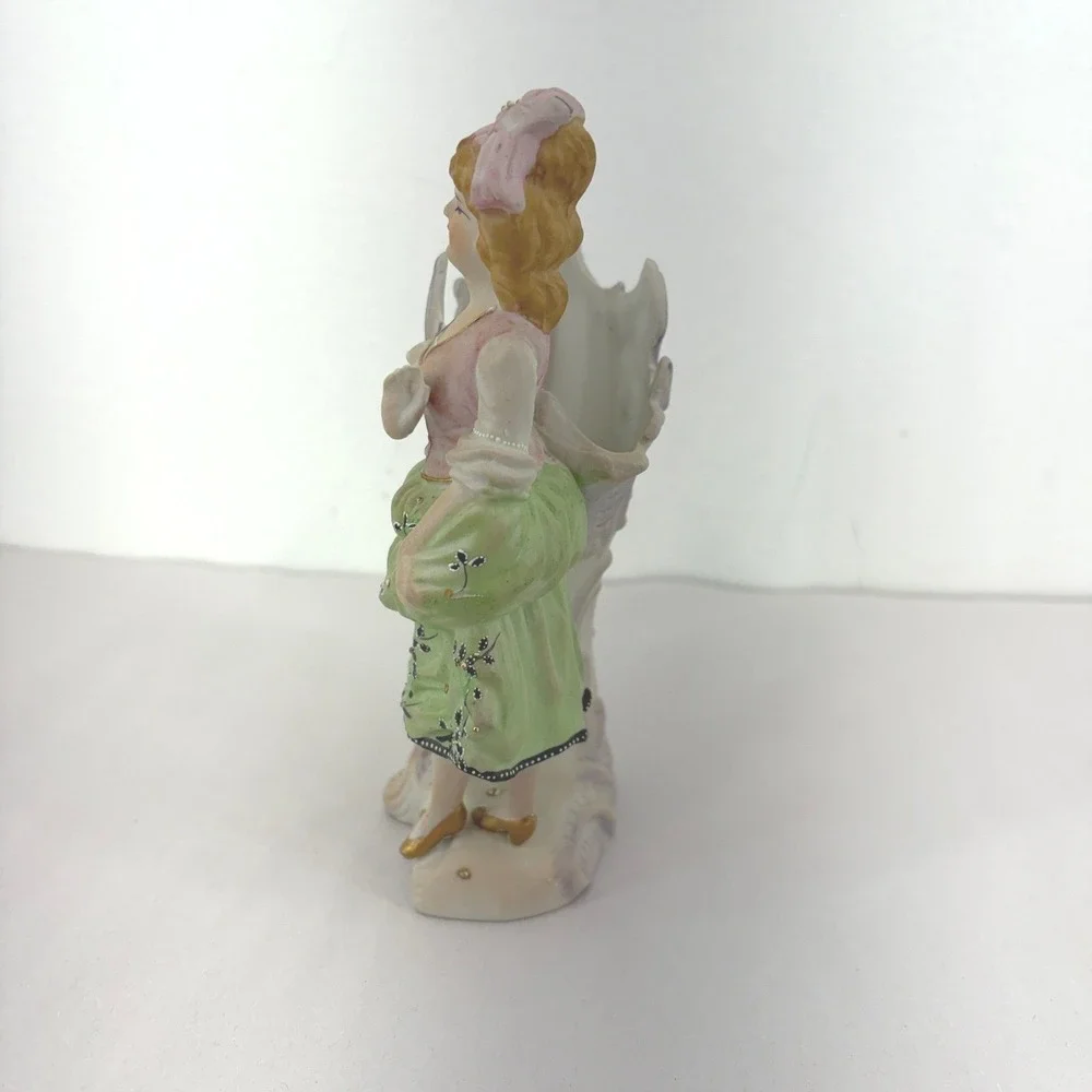 Paulux Occupied Japan Figural Bud Vase Victorian Lady Porcelain Vintage 40s